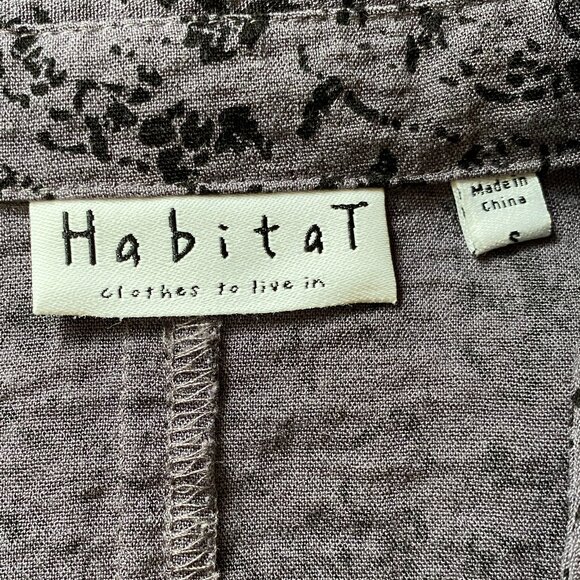 Habitat Button Down Abstract Top Sz S Purple Floral Tunic Lagenlook Artsy - Picture 11 of 14